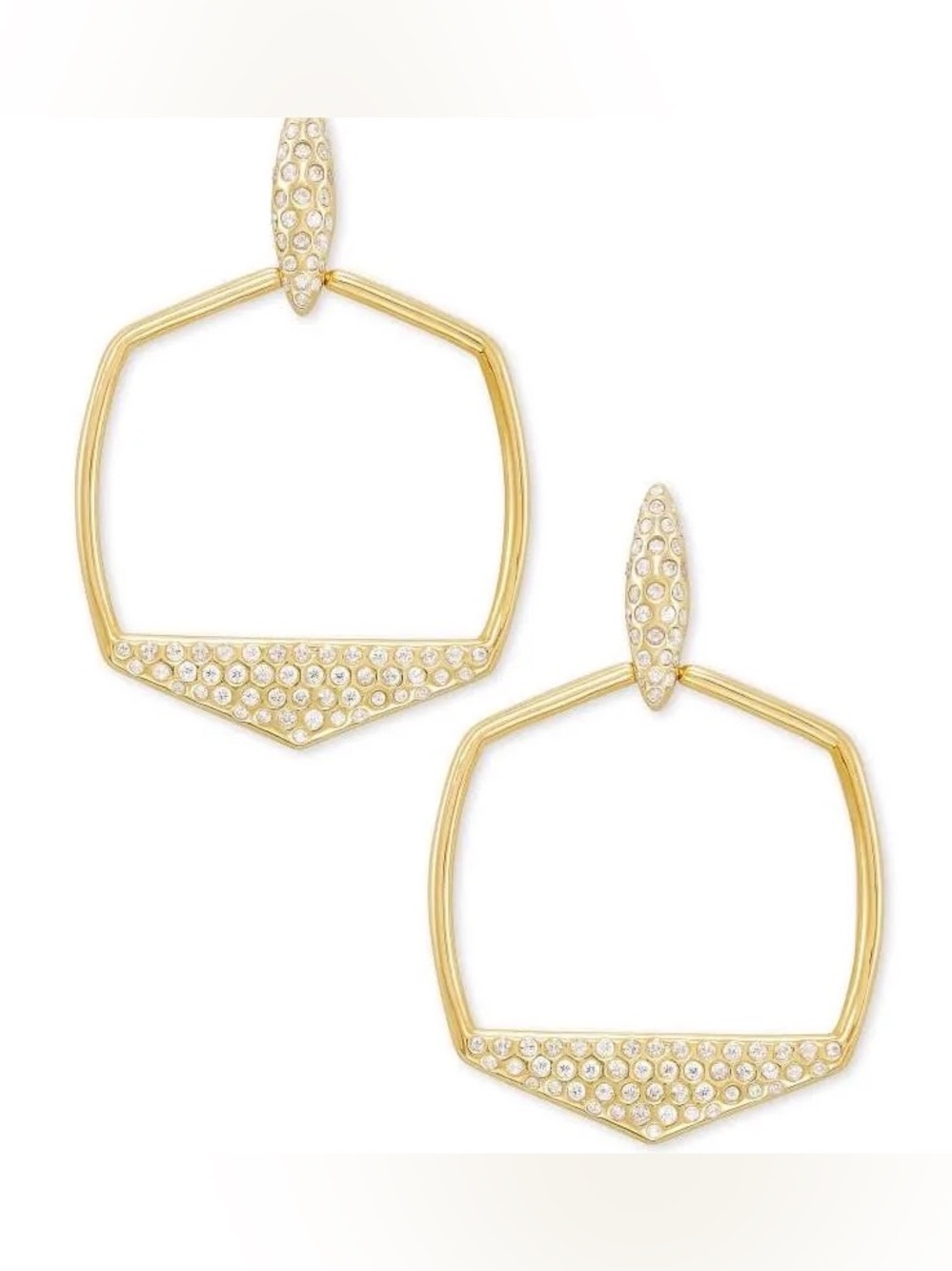 KENDRA SCOTT Selena Open Frame Pave Earrings in Gold
